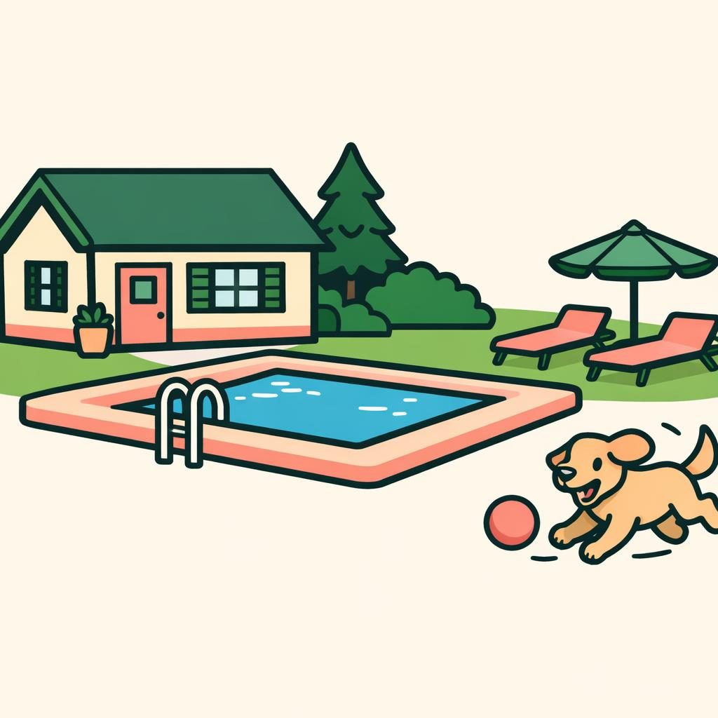 home with new pool and dog